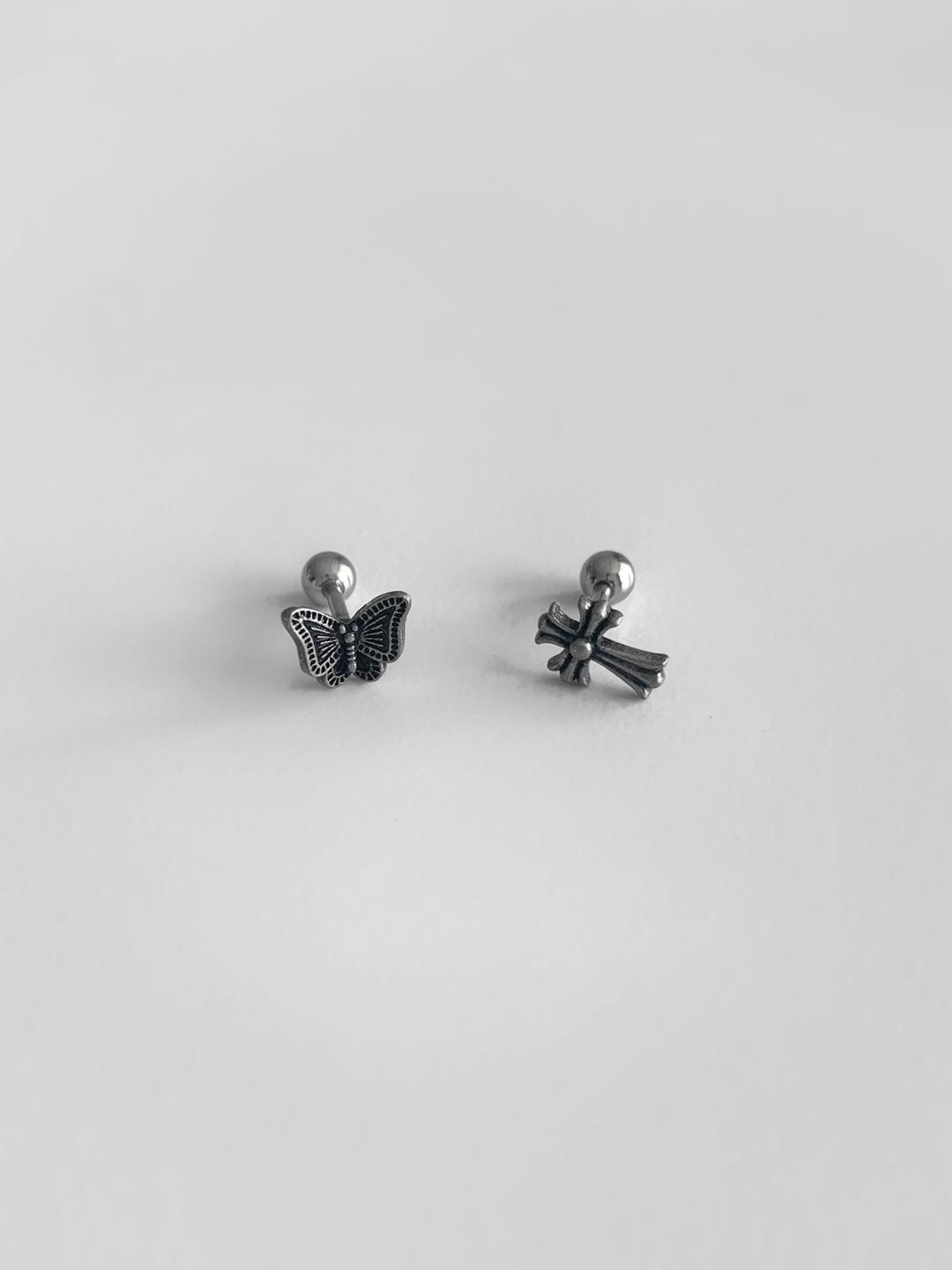 (어센틱/ 2type) dark antique piercing 나비피어싱 십자가피어싱