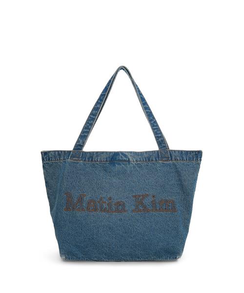 MATIN STITCH DENIM SHOULDER BAG IN BLUE