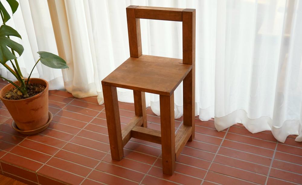 누스 러스틱 원목 등받이 의자