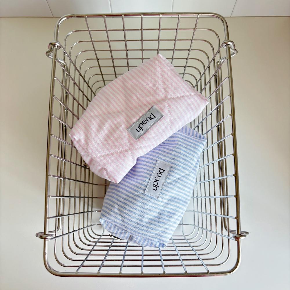 어펜드 quilted boxy Pouch (stripe) 2color 사각 지퍼 파우치