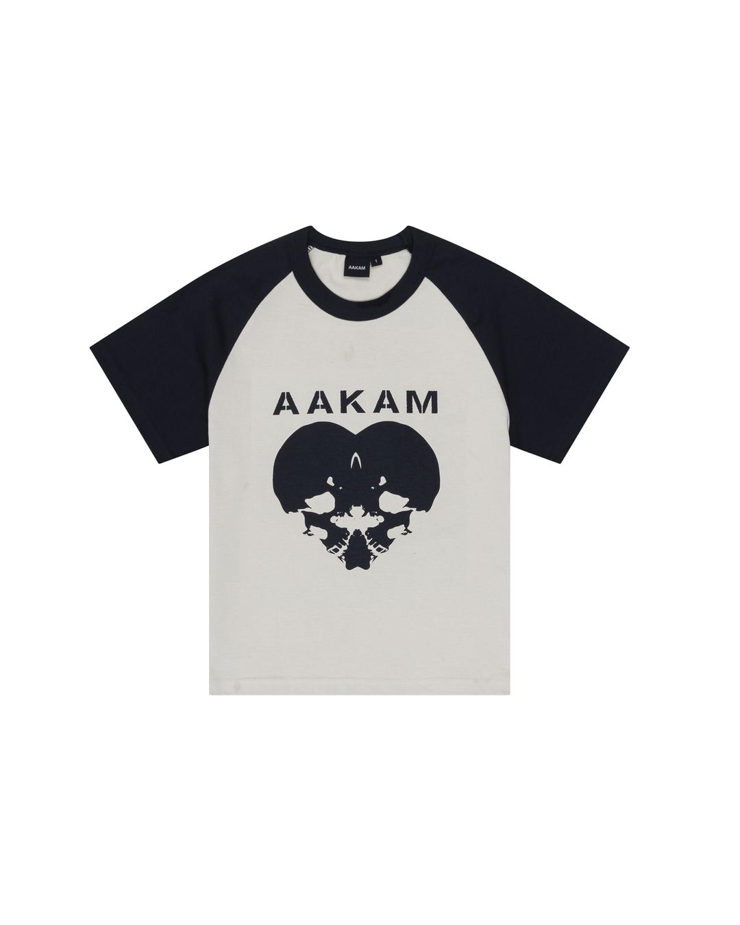 Skull Heart Raglan Half Top (Navy)