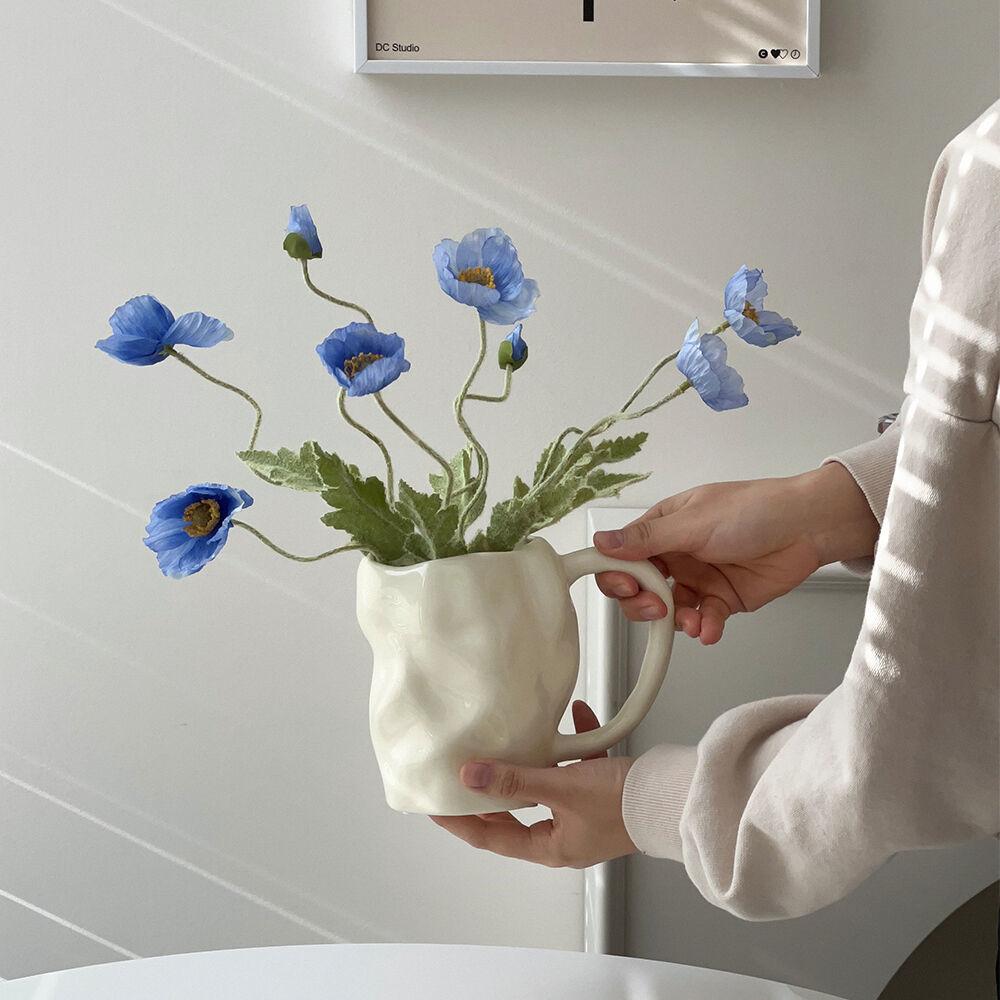 세라믹 손잡이 화병 어글리 꽃병