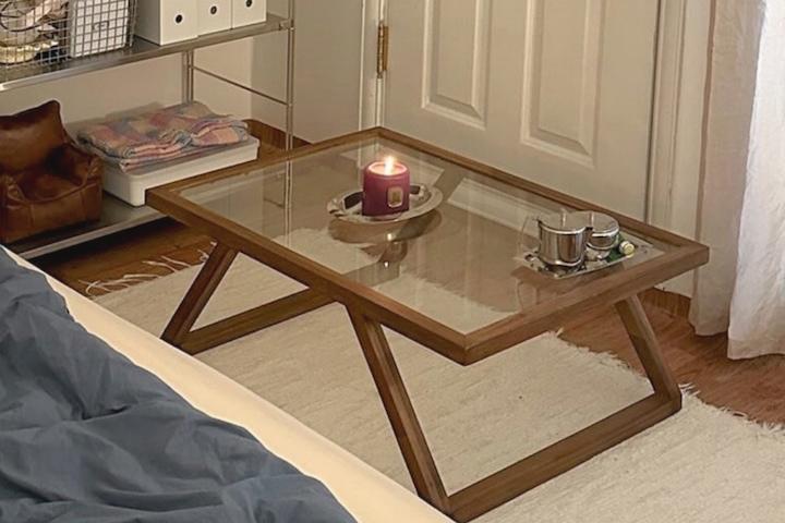 우드프레임 유리 테이블, 거실테이블 소파 좌식테이블