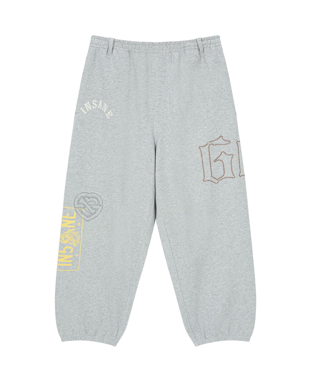 INSANE RHINESTONE SWEAT PANTS_MELANGE GREY