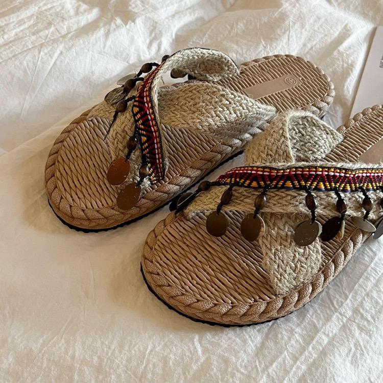 보헤미안 빈티지 태국 여름 슬리퍼 티베트 위빙 슬리퍼