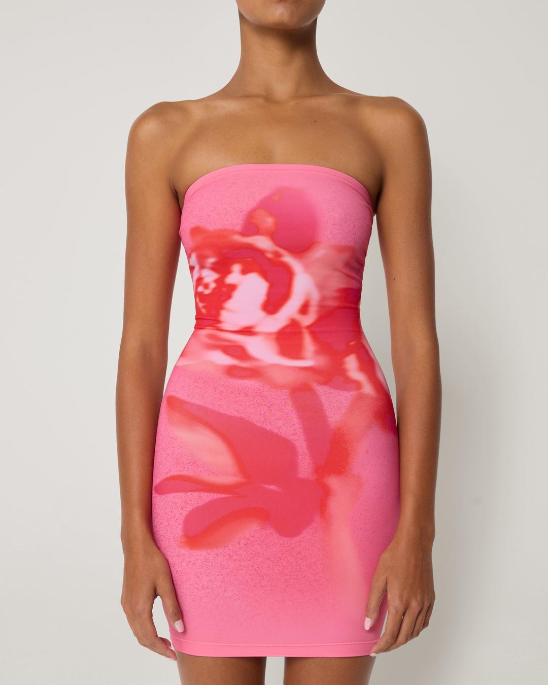 Smooth Stretch Strapless Mini Dress | Pink Peony - S
