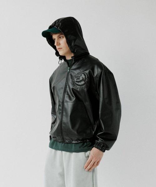 Character Leather Zip-Up Hoodie