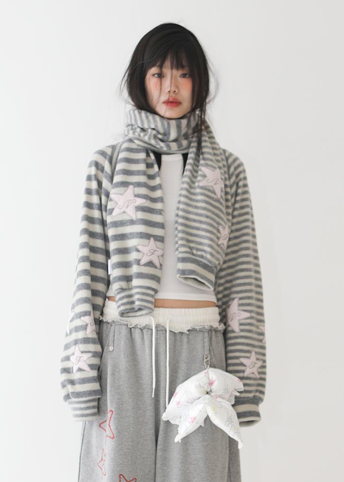 SOFT STAR STRIPE BOLERO MUFFLER GRAY