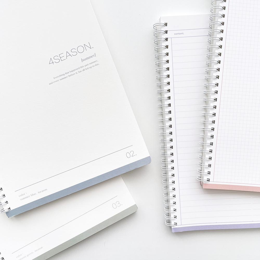 [4SEASON] 심플 B5 모눈 라인 줄 그리드 PP 대학생 공부 필기 공책 스프링노트
