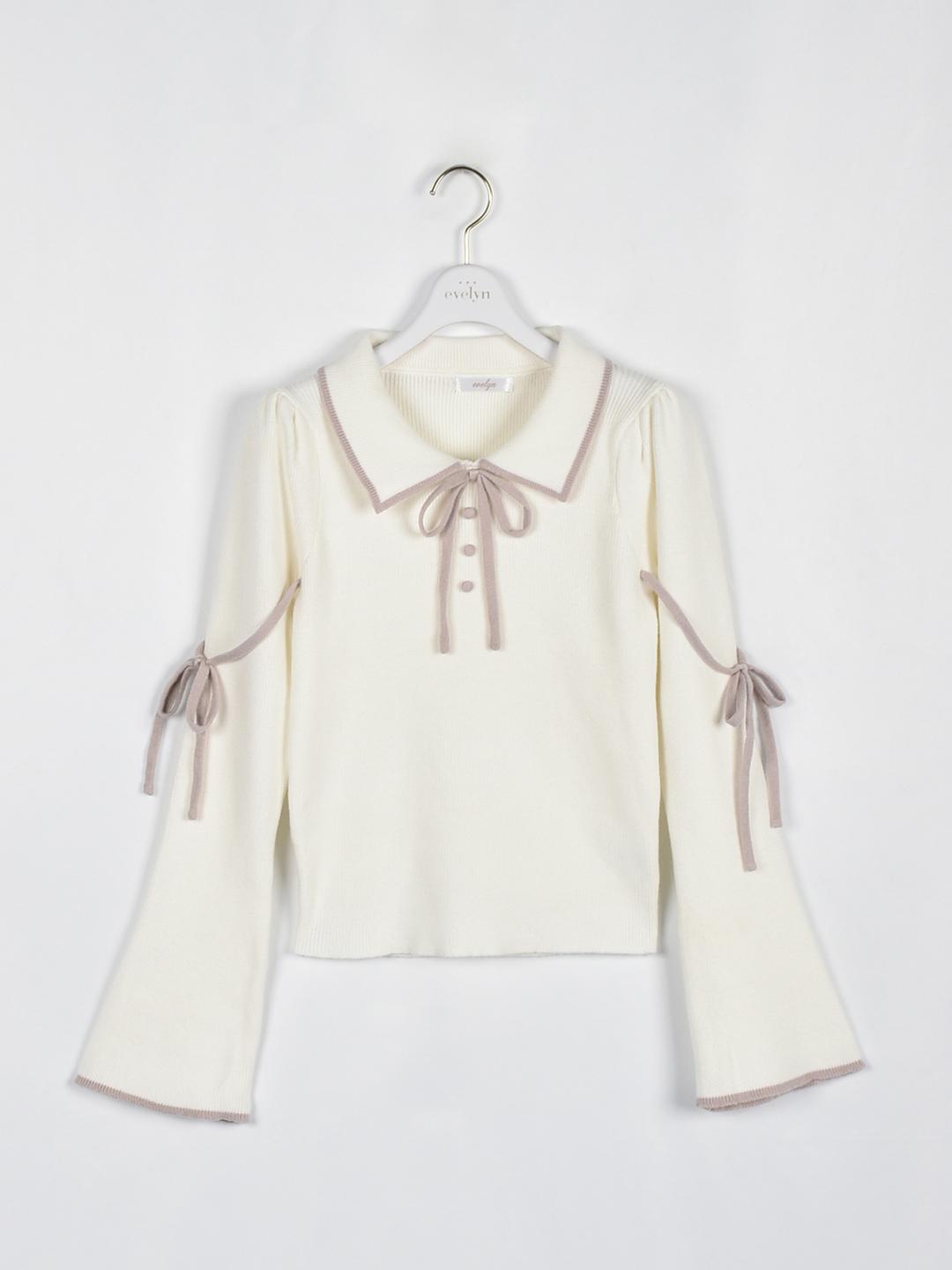 ベルスリーブバイカラーニット