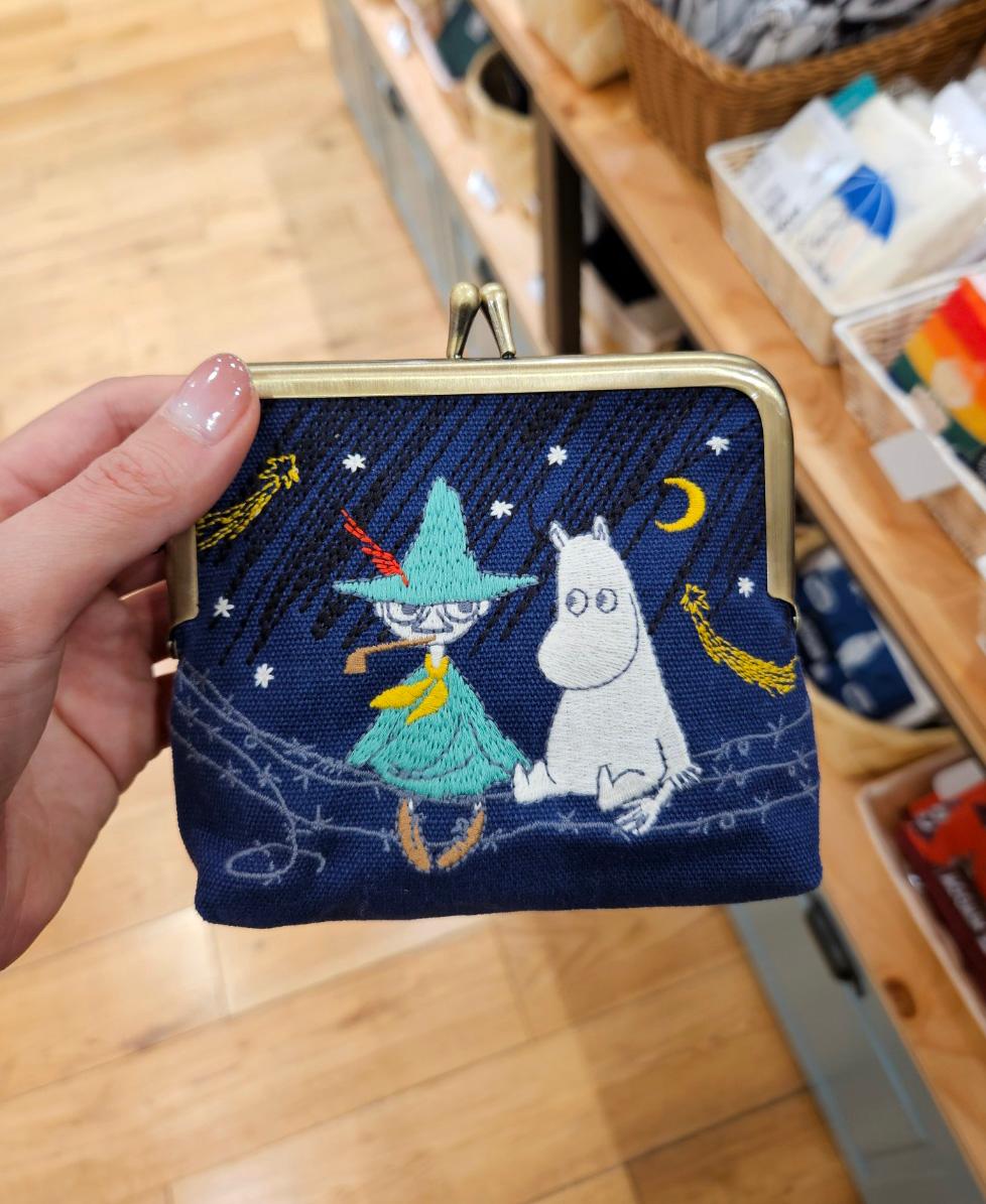 무민 캐릭터 자수 똑딱이 미니 파우치