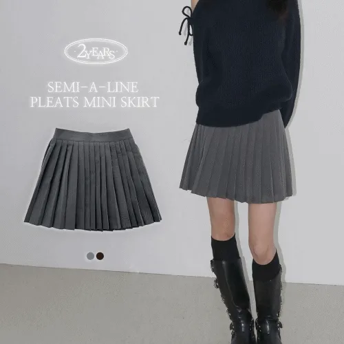 [휘뚤마뚤템🖤] 세미 A라인 플리츠 미니스커트