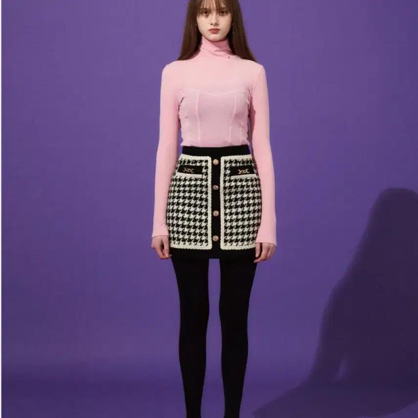 쟈니헤잇재즈 울95% tweed tape mini skirt 36사이즈