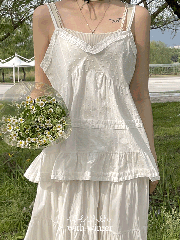 [여행룩/무료배송] 로로 프릴 펀칭 뷔스티에