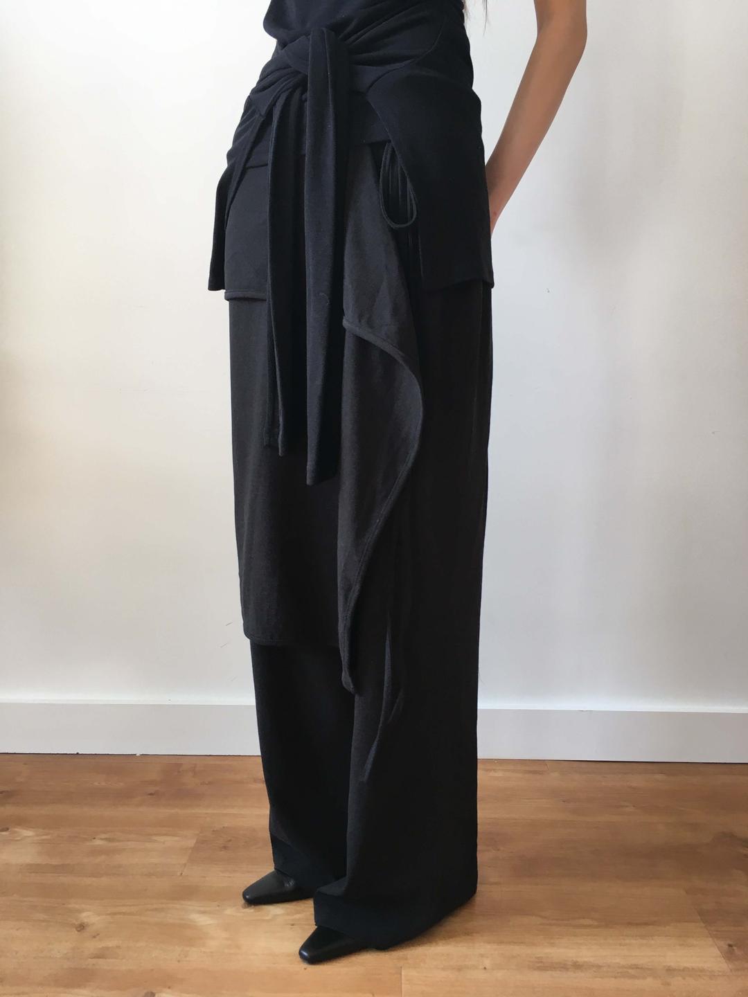 WRAP LAYERED PANTS_BLACK