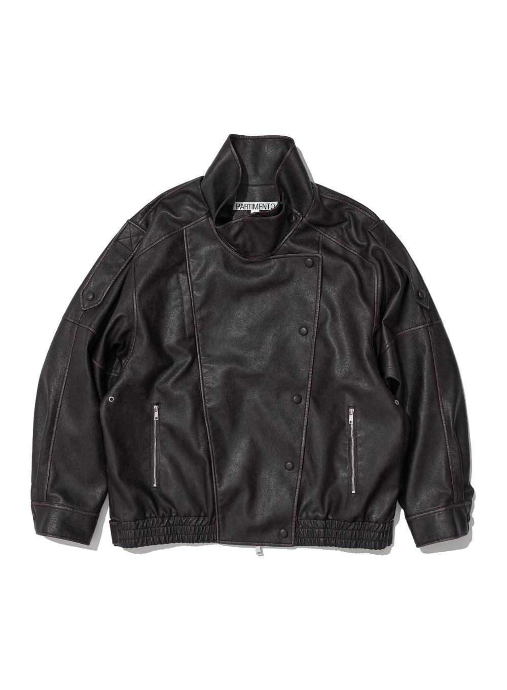 [WOMEN] VINTAGE LEATHER BOMBER JACKET_DARK BROWN