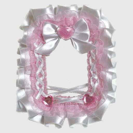 파스텔 핑크 젤리 하트 리본 레이스 포카 탑로더 탑꾸