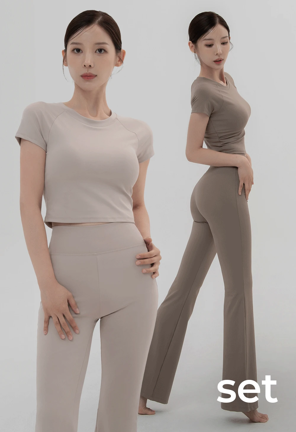 [SET] 콘치 올인원 크롭탑&와일드 부츠컷 레깅스
