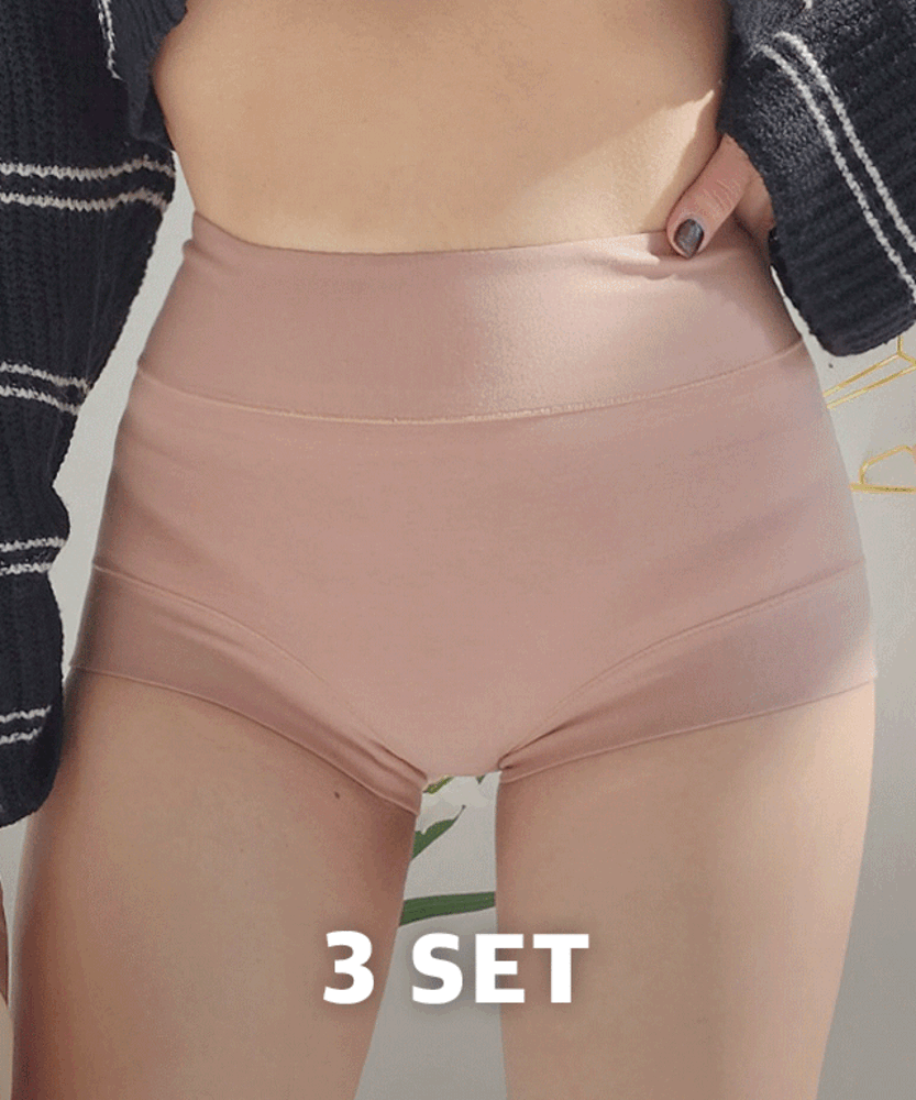 [3 SET] 항균 롱하이웨스트 항균 면팬티 4종 세트