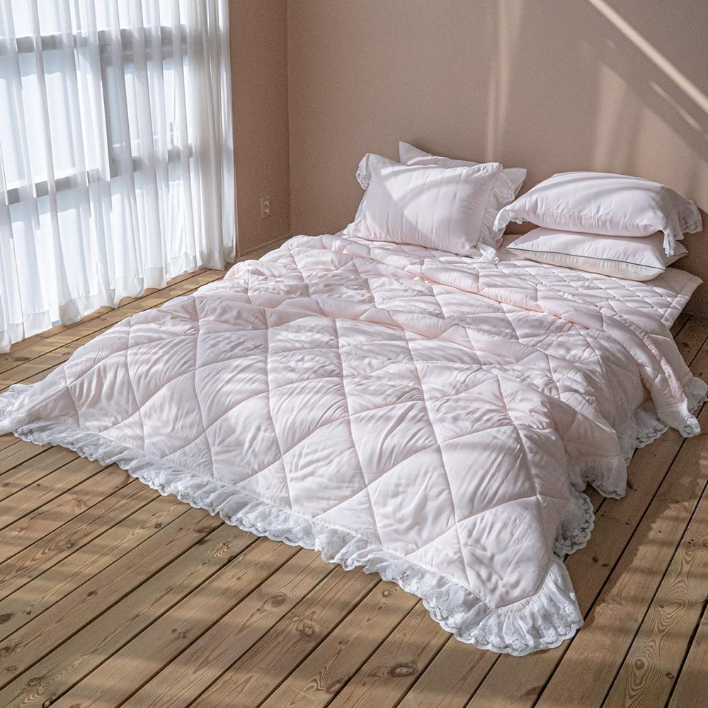 프리미엄 레이스 모달100% 이불 세트 핑크