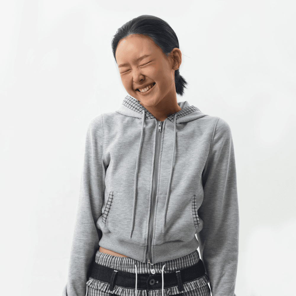 Check Ending Daily Hooded Zip-Up _Gray