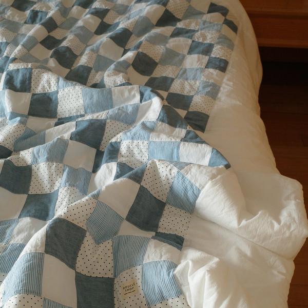 (Summer) Skyblue patchwork single bedding