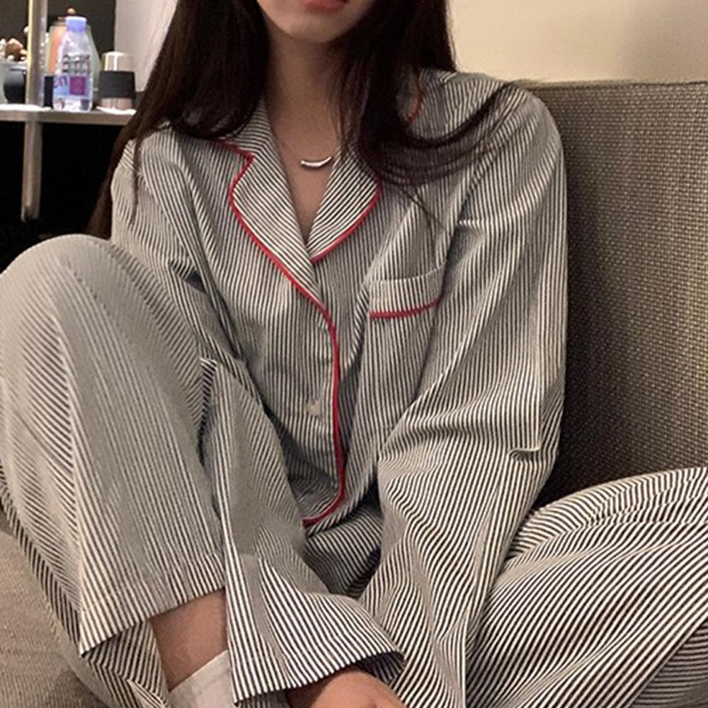 긴팔 귀염뽀짝 모던 스트라이프 상하세트 파자마 홈웨어 잠옷 1194