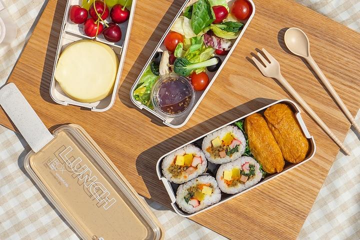 크림 밀짚 직장인 피크닉 밀프랩 보온 도시락통 3단 900ml