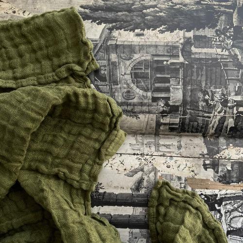 [5/29 재입고] French Heavy Linen Scarf (MOSS GREEN)