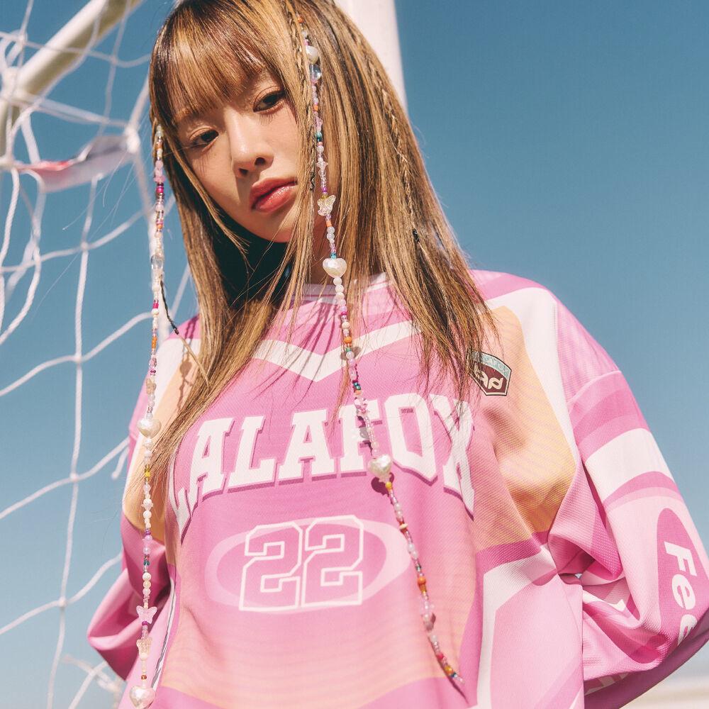 LALA SPORTY OVERSIZED JERSEY T-SHIRT PINK