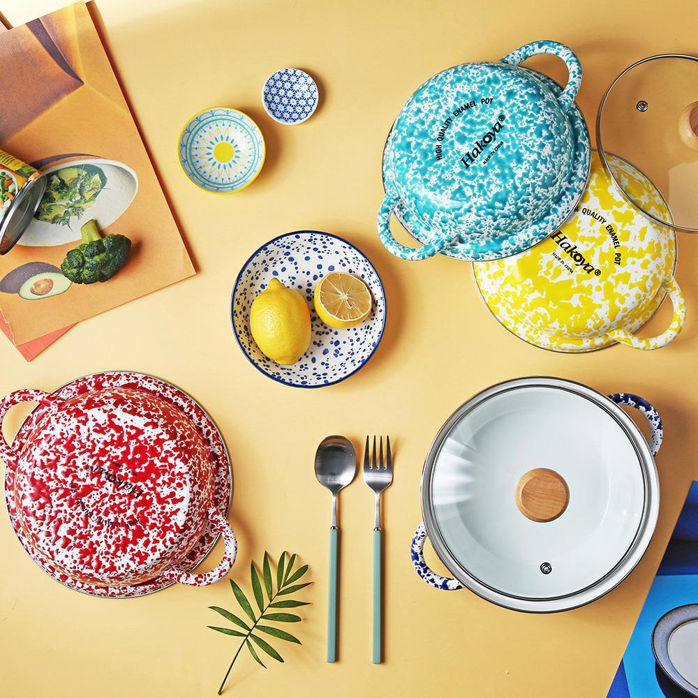 하코야 인덕션법랑냄비 마블 법랑 냄비 19cm