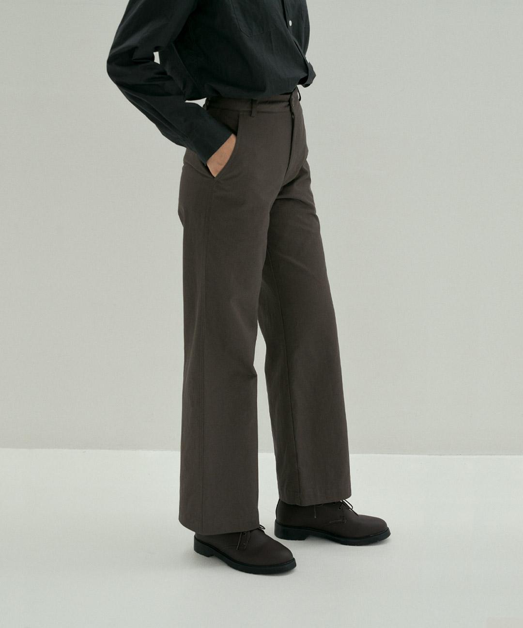 twill straight pants (brown)