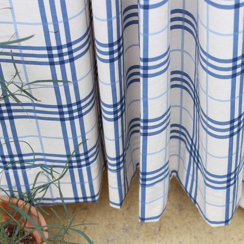 navy blue check curtain