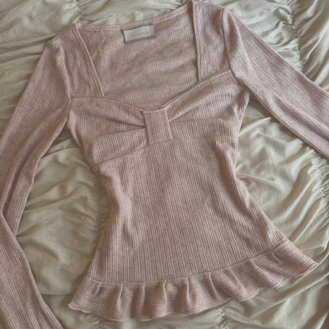 Bow Baby Pink Long Sleeve Top