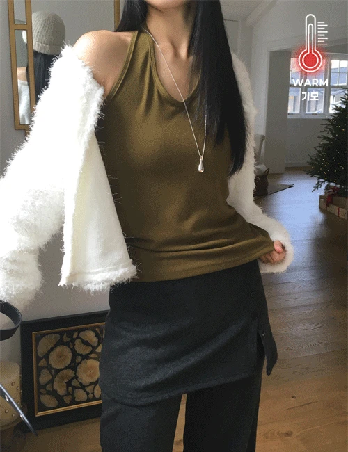 [기모] 큐리 홀터넥 슬리브리스 (4color)