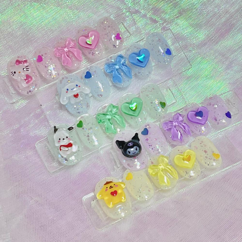 산리오 키치 네일팁 키티 폼폼푸린 시나모롤 쿠로미 포챠코 수제네일팁