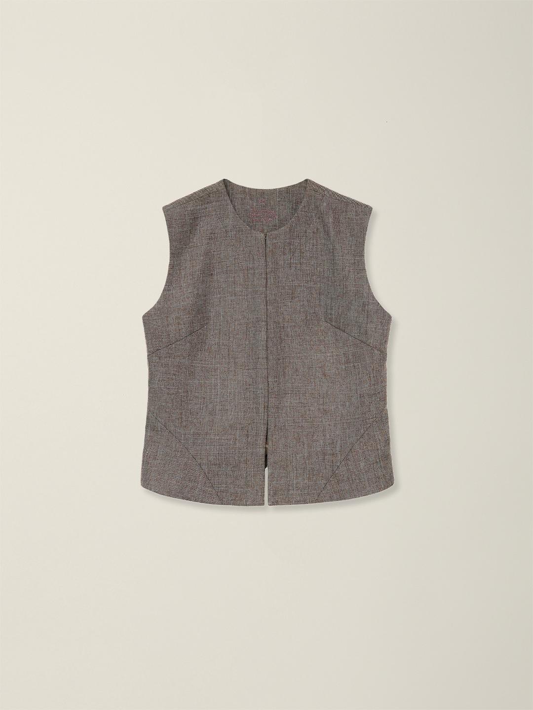 WOMENS OBLIQUE LINE VEST  BROWN