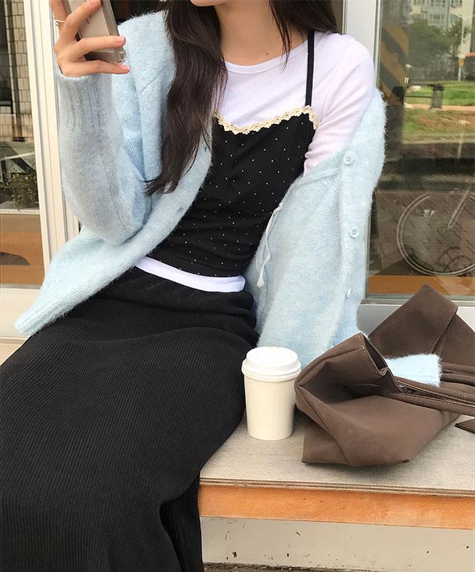 니어웨어 [⛄겨울신상] 케잇 도트 레이스 나시 (2color)/셔링나시/레이어드/레이어드나시/이너나시/도트나시/땡땡이나시