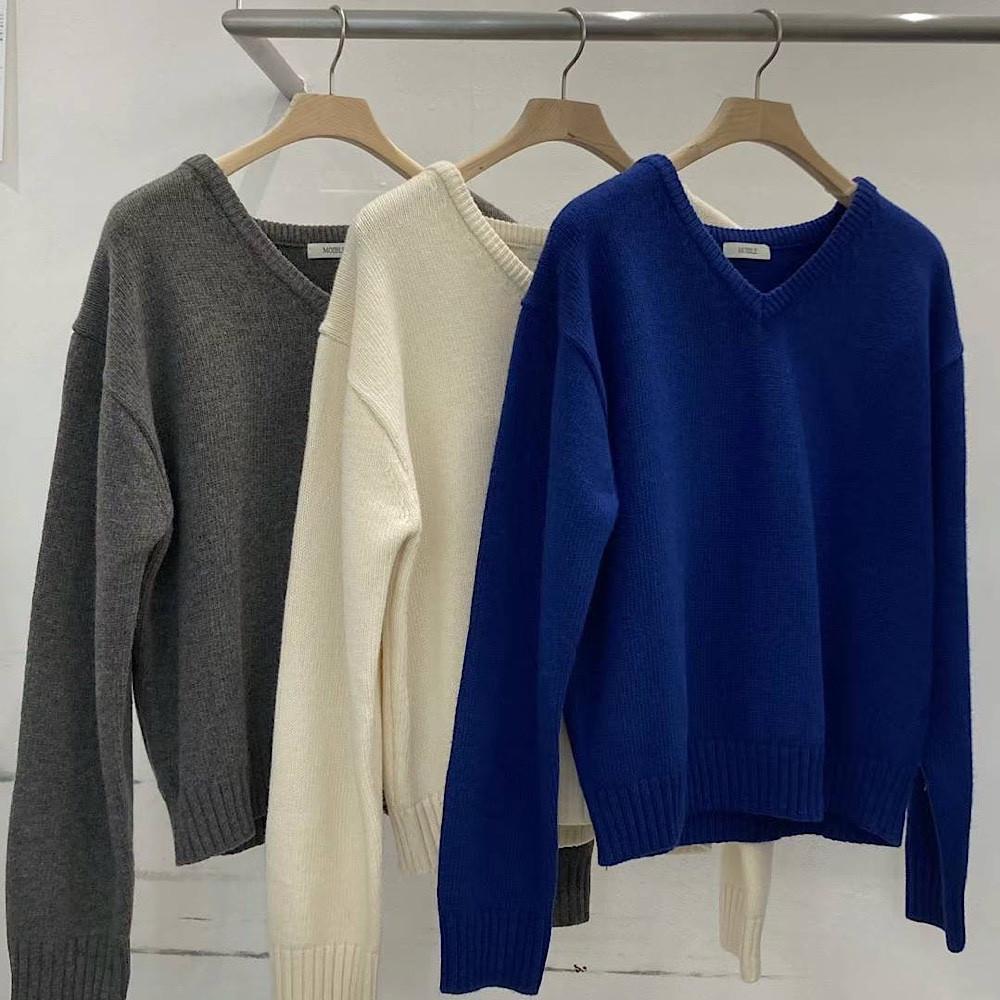 모이블레 페넬  니트 moible 브이넥 오버핏