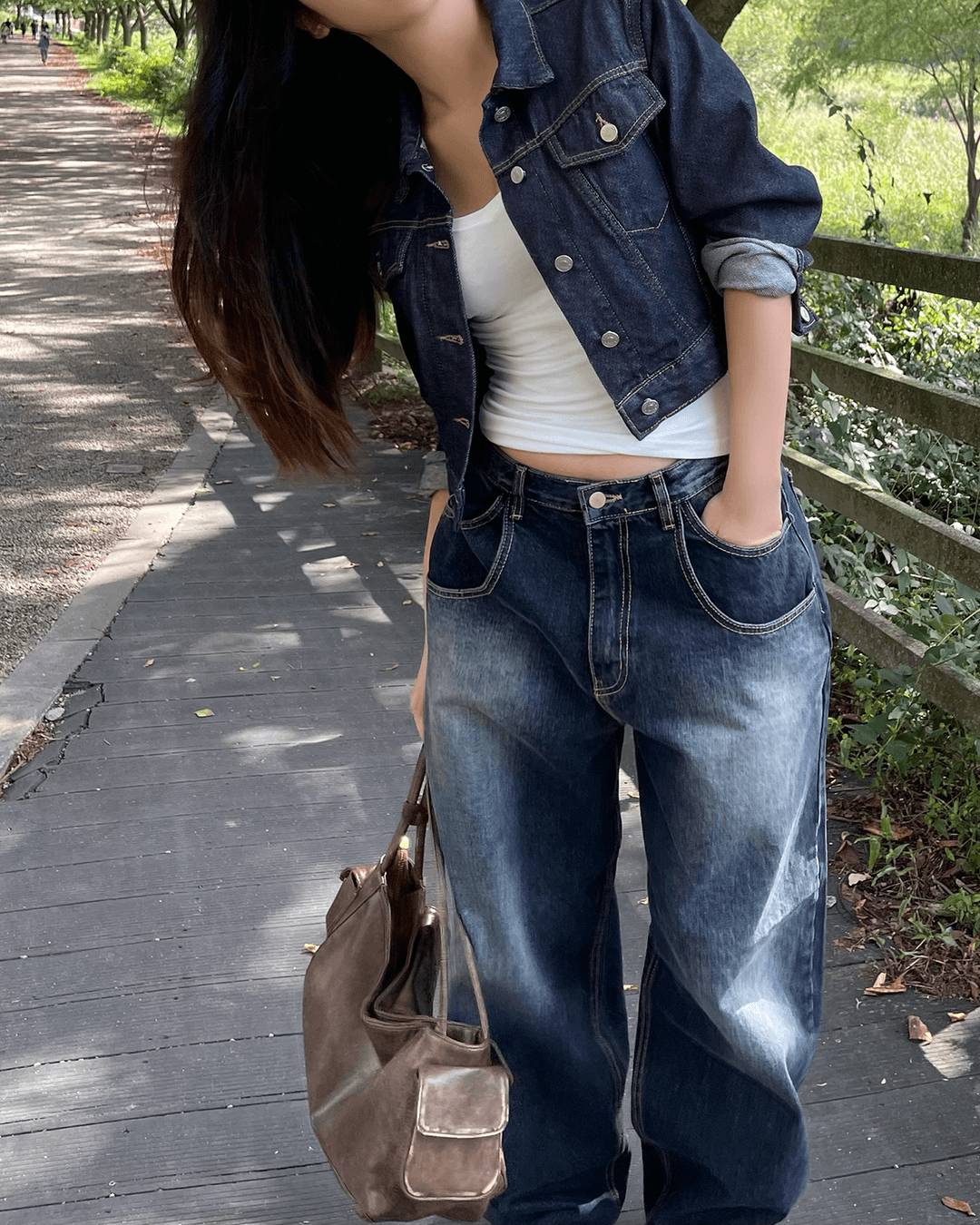 [5size] 커브 포켓 잉크 와이드진