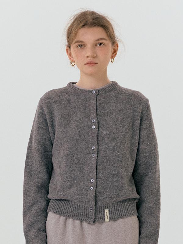 Emoji Jacquard U-neck Cardigan / Grey