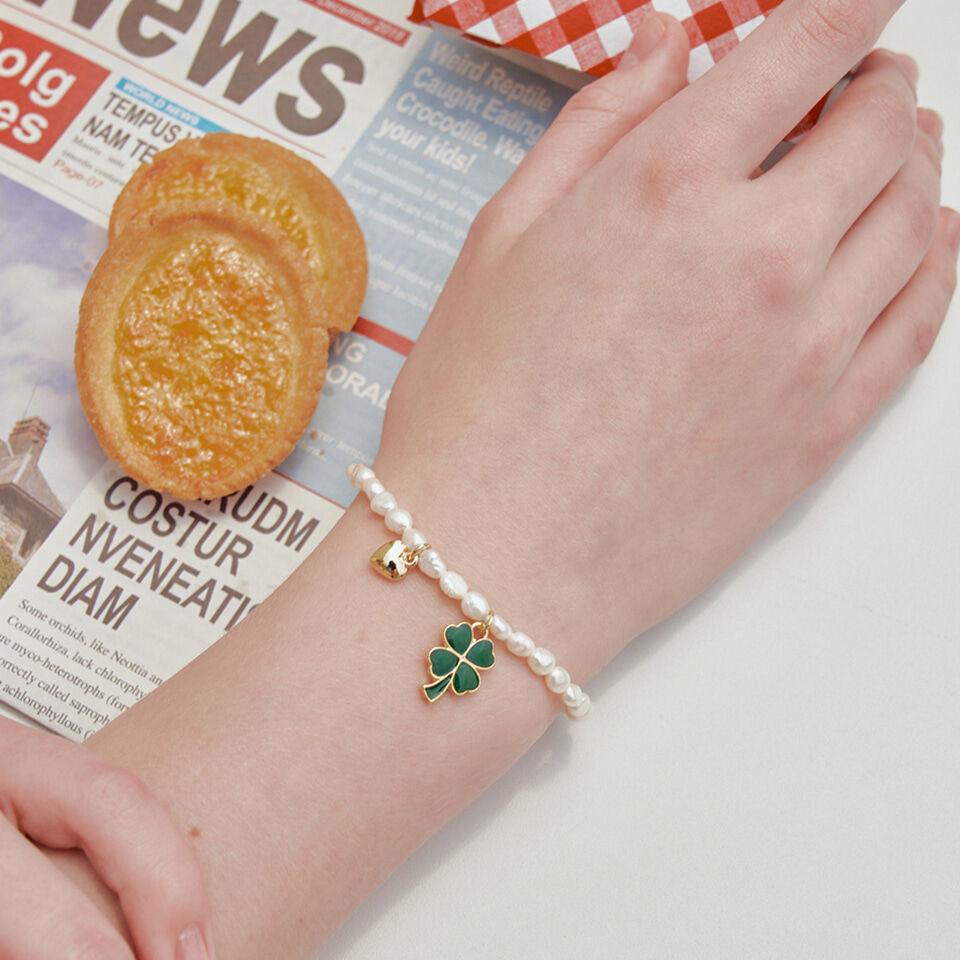 [엔시티드림 런쥔, 여자아이들 미연 착용] clover heart pearl bracelet