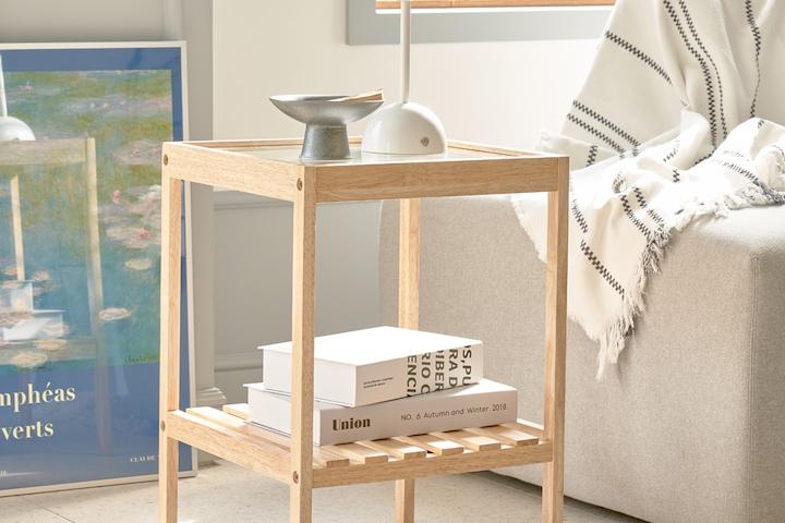 강화유리 튼튼한 고무나무 침대협탁 거실협탁 3 colors