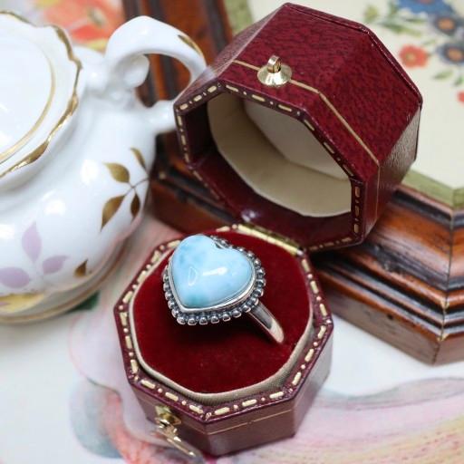 (수량1) 하트컷 라리마 포인트 원석 반지