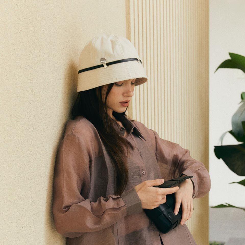 코튼 벨트 벙거지 햇 H001_WHITE