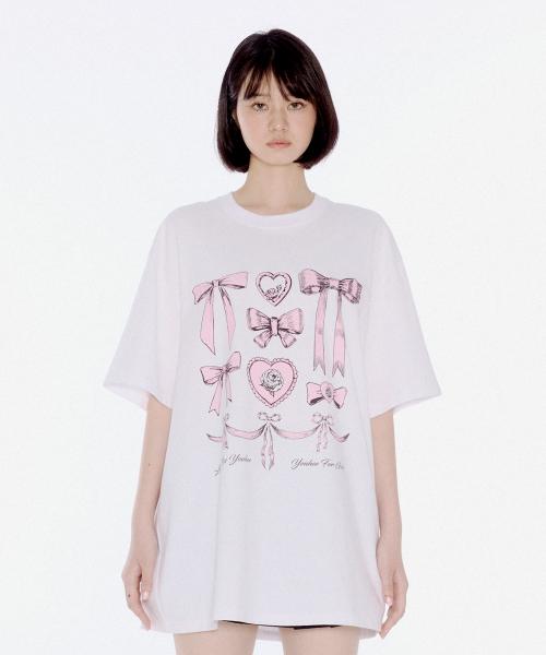 RIBBON GRAPHIC T-SHIRTS WHITE