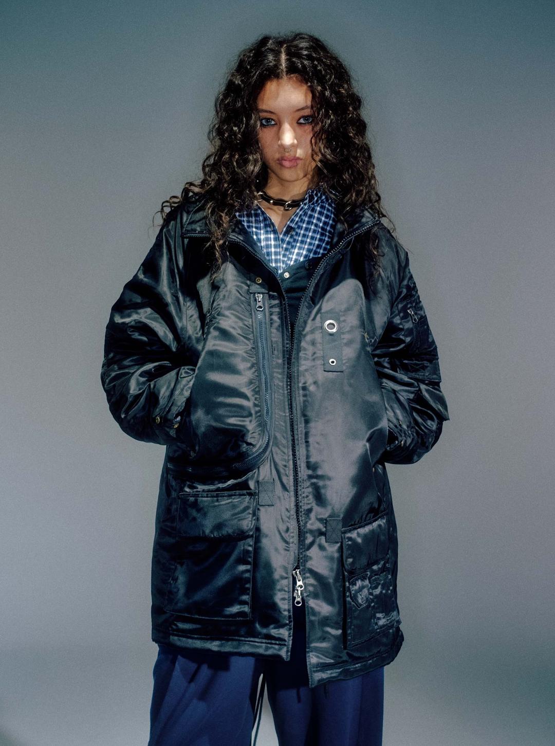 WOMEN PETER MILITARY PARKA JUMPER BLACK