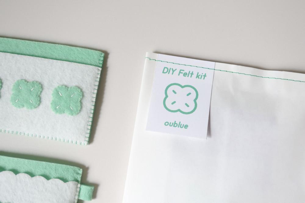 DIY 키트 귀여운 펠트 클로버 카드지갑 만들기 핸드메이드 바느질 초보용 동영상 취미
