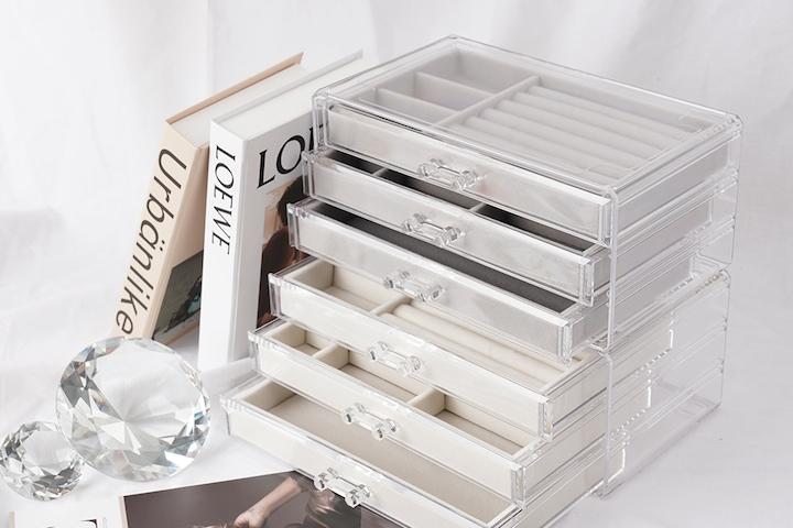 3단 아크릴 벨벳 악세사리 보석함 귀걸이 정리함 서랍형 주얼리 반지 보관함