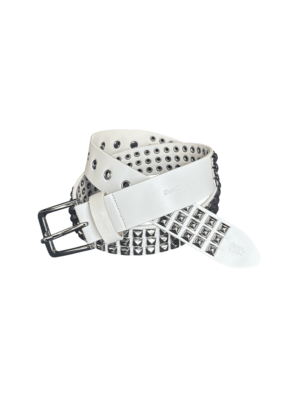 STUDDED LEATHER BELT WHITE